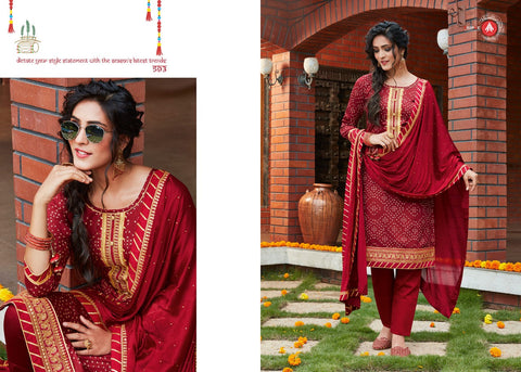 Triple Aaa Presents Kumkum Jam Printed Casual Wear Salwar Suits