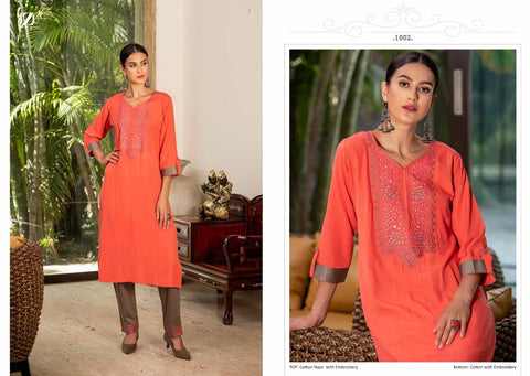 TZU Lifestyle Angel Cotton Embroidery Pattern Top With Bottom Salwar Suit