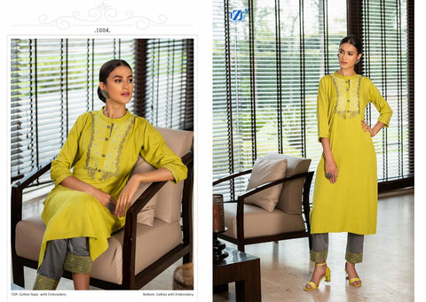TZU Lifestyle Angel Cotton Embroidery Pattern Top With Bottom Salwar Suit