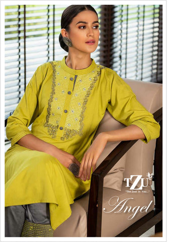 TZU Lifestyle Angel Cotton Embroidery Pattern Top With Bottom Salwar Suit
