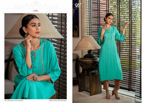 TZU Lifestyle Angel Cotton Embroidery Pattern Top With Bottom Salwar Suit