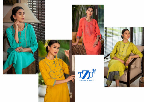 TZU Lifestyle Angel Cotton Embroidery Pattern Top With Bottom Salwar Suit