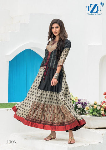 Tzu Lifestyle Presents Rubina Chanderi Silk Stylish Kurtis Collection