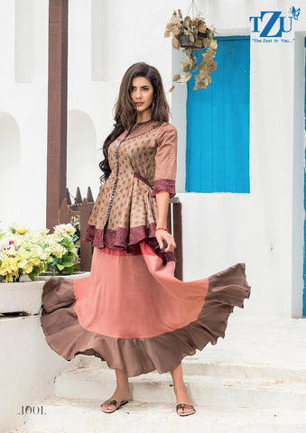 Tzu Lifestyle Presents Rubina Chanderi Silk Stylish Kurtis Collection