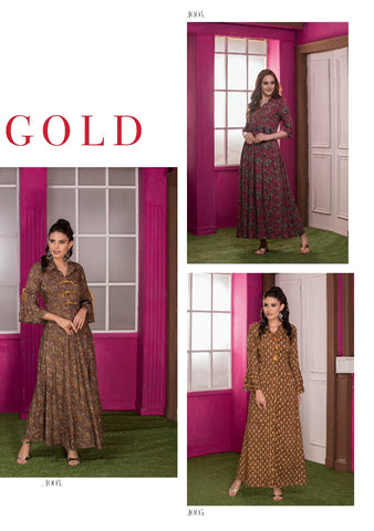 TZU Kurtis Presents Mrigold Rayon Printed Stylish Designer Kurtis Collection