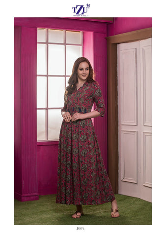 TZU Kurtis Presents Mrigold Rayon Printed Stylish Designer Kurtis Collection