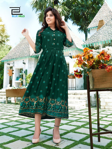 S4u presents maria Rayon long gown style kurtis catalog collection