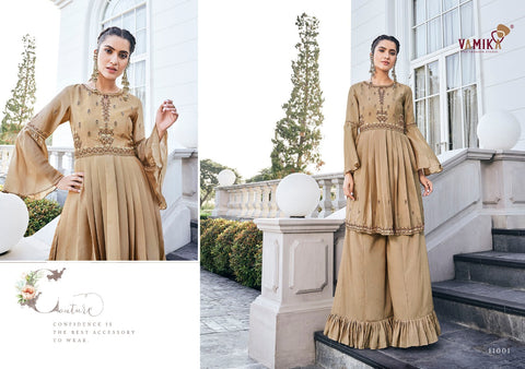 Vamika Presents Chhinon Fabric Pure Heavy Chhinon Stylish Designer Kurtis Collection