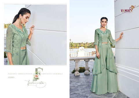 Vamika Presents Chhinon Fabric Pure Heavy Chhinon Stylish Designer Kurtis Collection