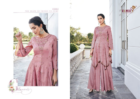 Vamika Presents Chhinon Fabric Pure Heavy Chhinon Stylish Designer Kurtis Collection