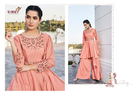Vamika Presents Chhinon Fabric Pure Heavy Chhinon Stylish Designer Kurtis Collection