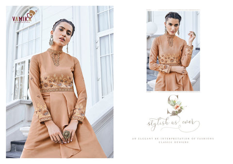 Vamika Presents Chhinon Fabric Pure Heavy Chhinon Stylish Designer Kurtis Collection