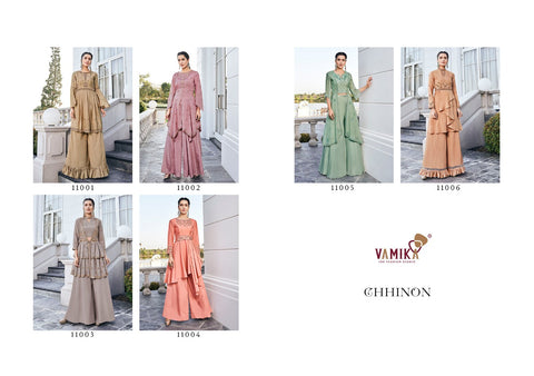 Vamika Presents Chhinon Fabric Pure Heavy Chhinon Stylish Designer Kurtis Collection