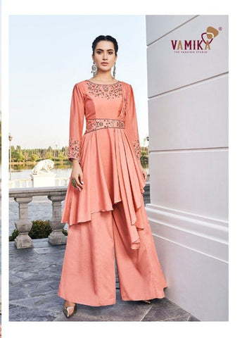 Vamika Presents Chhinon Fabric Pure Heavy Chhinon Stylish Designer Kurtis Collection
