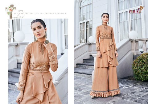 Vamika Presents Chhinon Fabric Pure Heavy Chhinon Stylish Designer Kurtis Collection