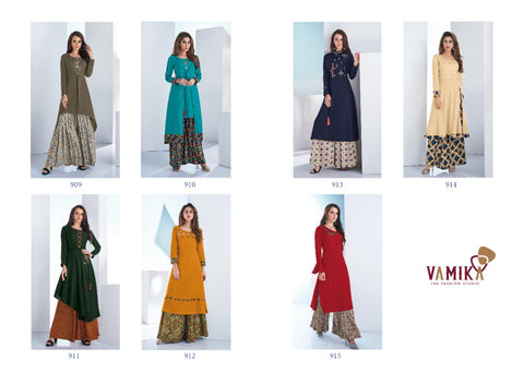 Vamika Plazo Fabric Rayon Fancy Designer Kurti Collection With Plazzo