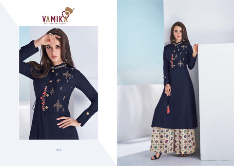 Vamika Plazo Fabric Rayon Fancy Designer Kurti Collection With Plazzo