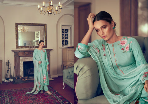 VARSHA THE BRIGHT ORCHID COCO LAWN WITH KNOT WORK DIGITAL PRINT SUIT