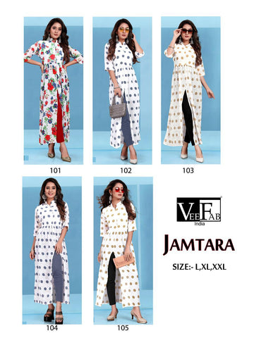 Vee Fab Jamtara Georgtte Daily Wear Kurties Collection