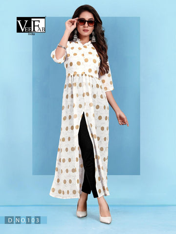 Vee Fab Jamtara Georgtte Daily Wear Kurties Collection