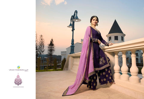 VINAY KASHEESH BENCHMARK GEORGETTE SATIN WITH SILK JAQUARD HEAVY SUIT