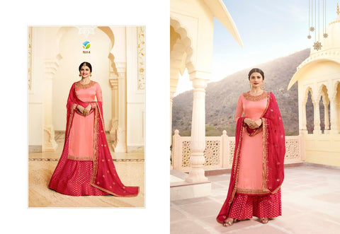 VINAY KASHEESH BENCHMARK GEORGETTE SATIN WITH SILK JAQUARD HEAVY SUIT