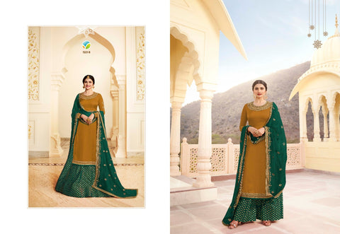 VINAY KASHEESH BENCHMARK GEORGETTE SATIN WITH SILK JAQUARD HEAVY SUIT