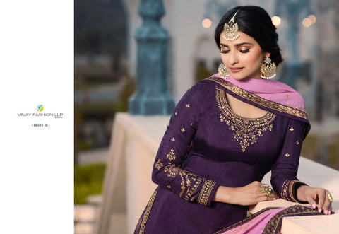 VINAY KASHEESH BENCHMARK GEORGETTE SATIN WITH SILK JAQUARD HEAVY SUIT