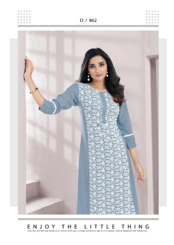 Vink Lucknowi Pure Rayon Designer Kurti Collection With Pant