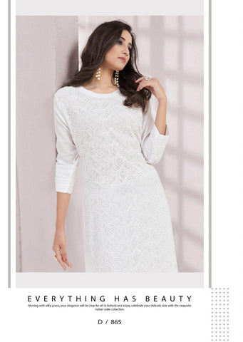 Vink Lucknowi Pure Rayon Designer Kurti Collection With Pant