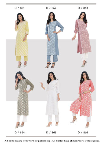 Vink Lucknowi Pure Rayon Designer Kurti Collection With Pant