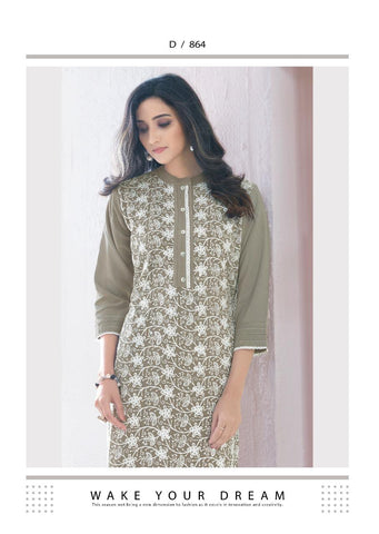 Vink Lucknowi Pure Rayon Designer Kurti Collection With Pant