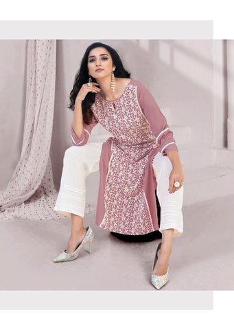 Vink Lucknowi Pure Rayon Designer Kurti Collection With Pant