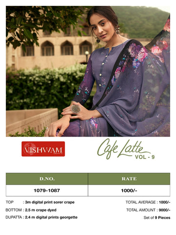 Vishwam Presents Cafe Latte Vol 9 Crape Printed Fancy Designer Salwar Kameez