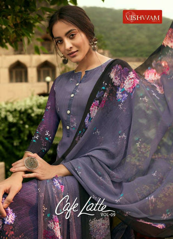 Vishwam Presents Cafe Latte Vol 9 Crape Printed Fancy Designer Salwar Kameez
