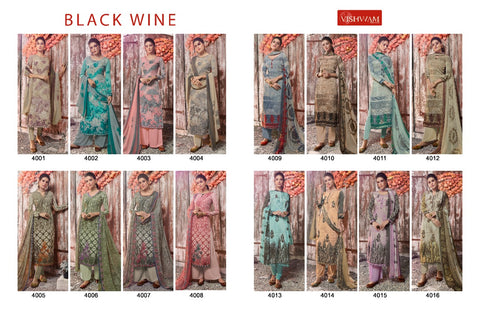 Vishwam Fabrics Presents Black Wine Crape Fancy Designer Salwar Suits