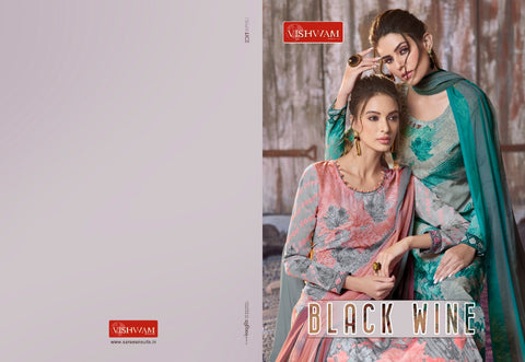 Vishwam Fabrics Presents Black Wine Crape Fancy Designer Salwar Suits