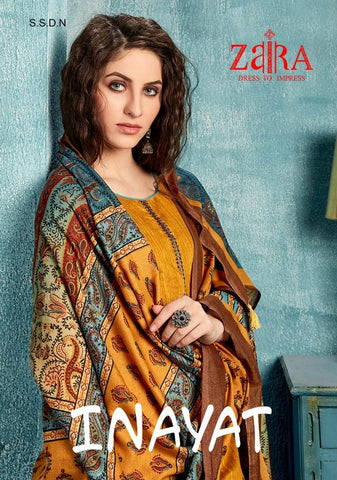 ZAIRA INAYAT JAM SATIN PRINT WITH DESIGNER EMBROIDERY SUIT COLLECTION