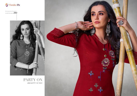 Vamika Presents Colours Viscose Slub Stylish Designer Kurtis Collection