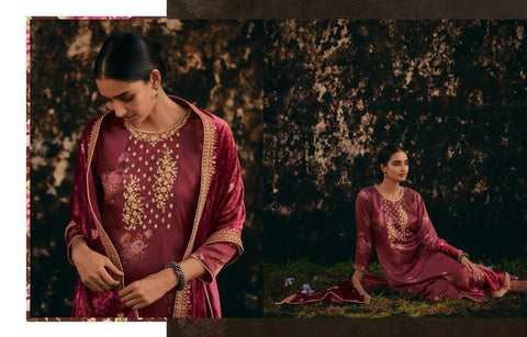 Varsha Presents Tarang Satin Printed Embroidery Work Fancy Designer Salwar Suits