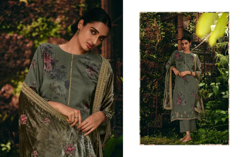 Varsha Presents Tarang Satin Printed Embroidery Work Fancy Designer Salwar Suits