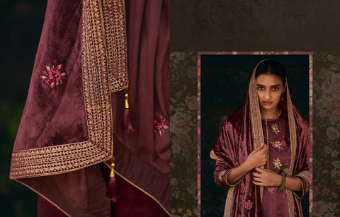 Varsha Presents Tarang Satin Printed Embroidery Work Fancy Designer Salwar Suits