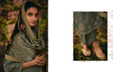 Varsha Presents Tarang Satin Printed Embroidery Work Fancy Designer Salwar Suits
