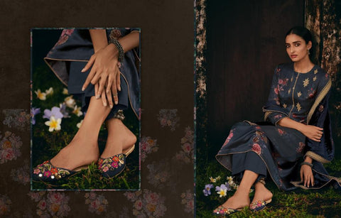 Varsha Presents Tarang Satin Printed Embroidery Work Fancy Designer Salwar Suits