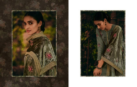 Varsha Presents Tarang Satin Printed Embroidery Work Fancy Designer Salwar Suits