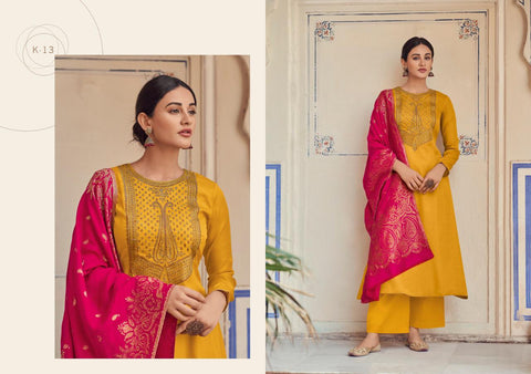 Varsha Launched Kalpi Tusser Silk Embroidery Work Fancy Designer Salwar Suits