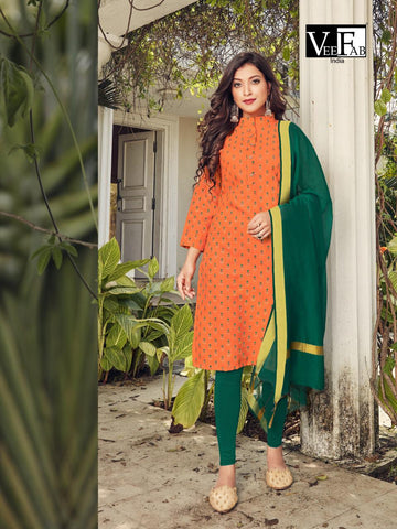 Vee Fab Launched Saga Pure Cotton Printed Casual Wear Kurtis Collections