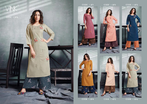 Vink Presents Radiance Cotton linen Fancy  Designer Kurtis Collection