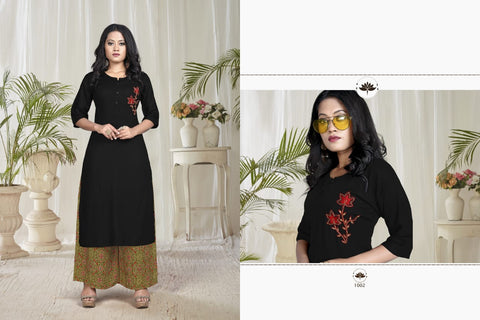 Vrunda Tex Launched Riddhi Heavy Rayon Stylish Designer Kurtis With Plazzo