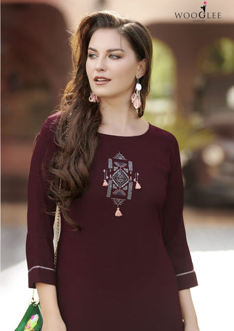Wooglee Presents Barbella Vol 3 Rayon Fancy Designer Kurtis Collection